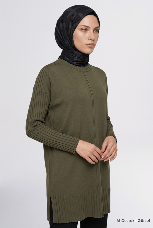 Basic Triko Tunik Haki