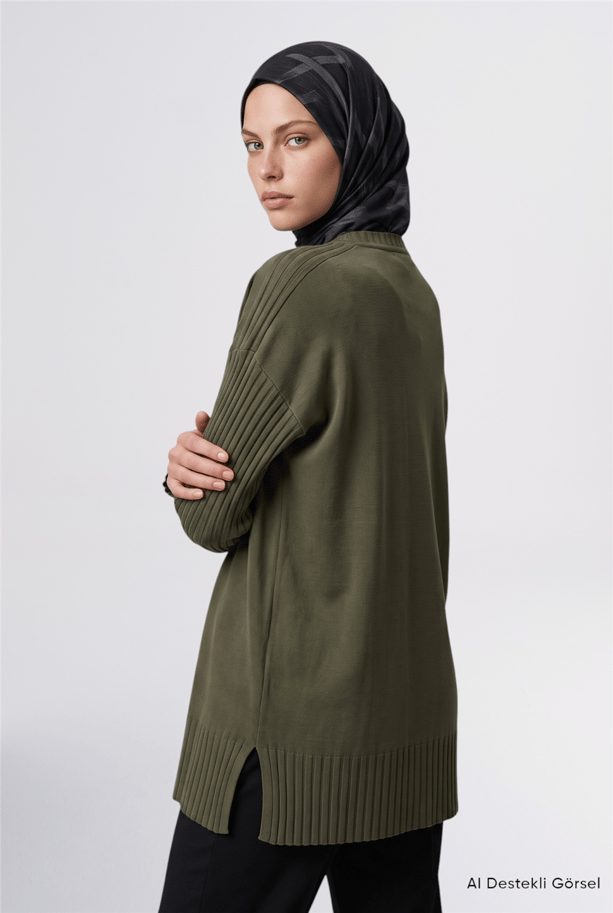 Basic Triko Tunik Haki