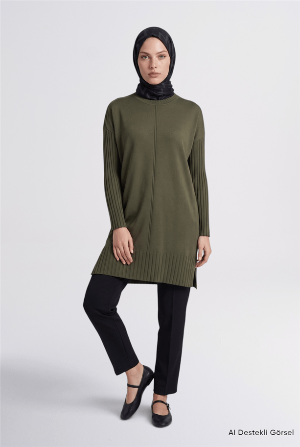 Basic Triko Tunik Haki