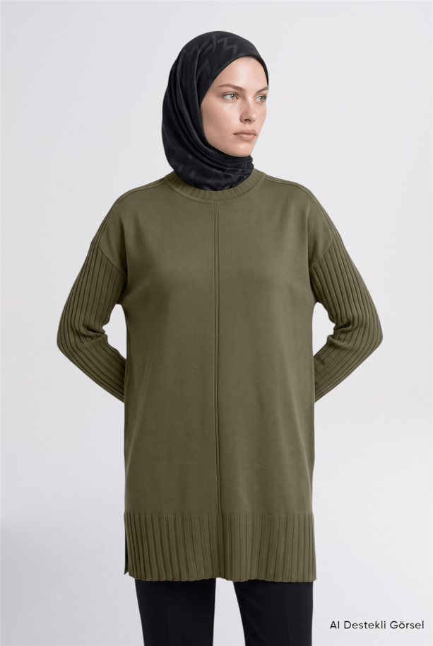 Basic Triko Tunik Haki