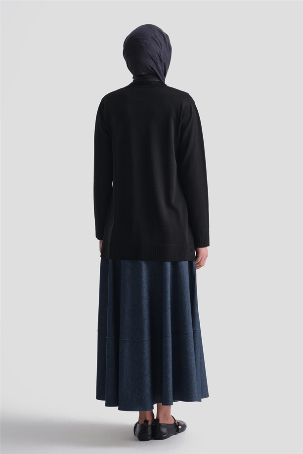 Jakar Desenli Triko Tunik Siyah 