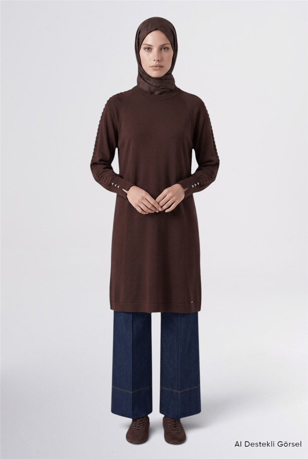 Reglan Kol Triko Tunik Acı Kahve