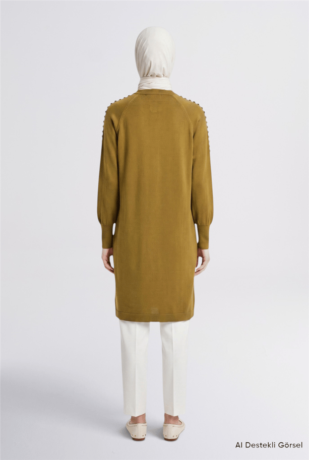 Reglan Kol Triko Tunik Yağ Yeşili