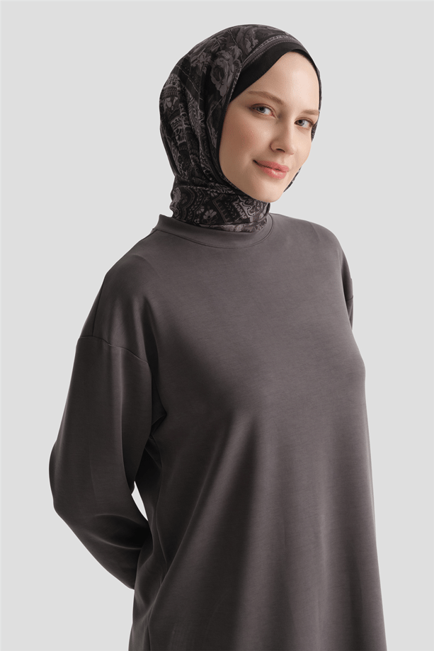Modal Karışımlı Basic Tunik Antrasit