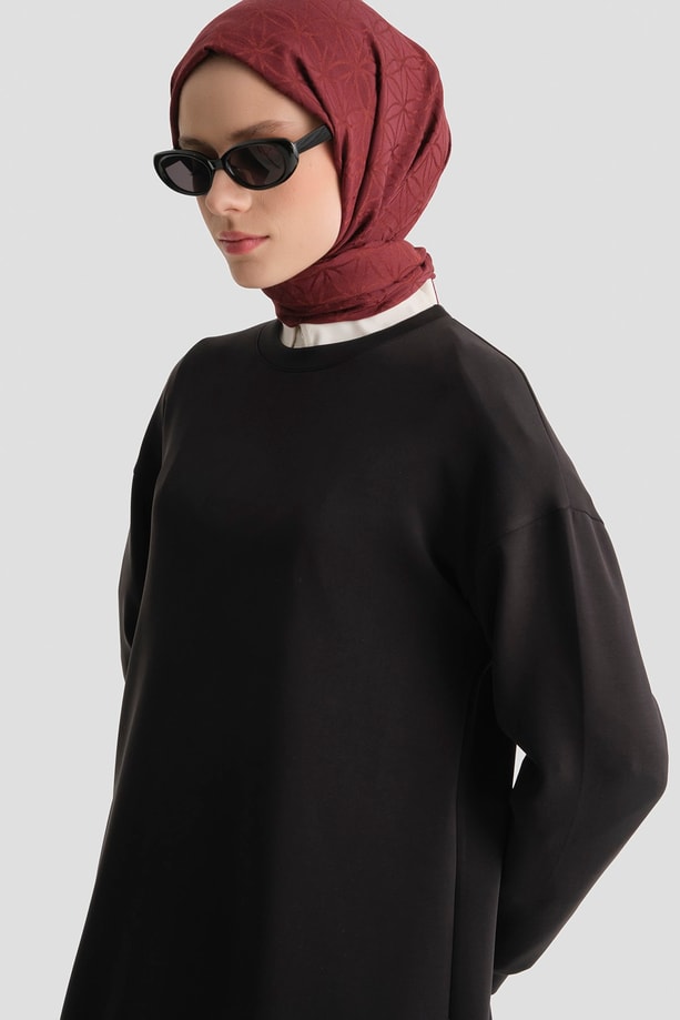 Modal Karışımlı Basic Tunik Siyah