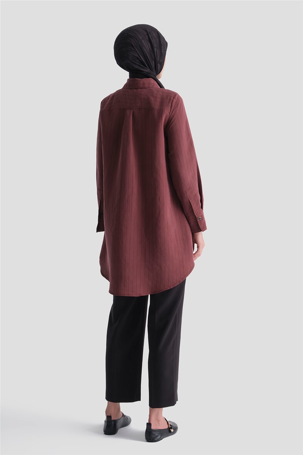Broş Detaylı Tunik Bordo