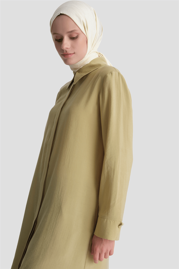 Düğmeli Basic Tunik Sütlü Kahve