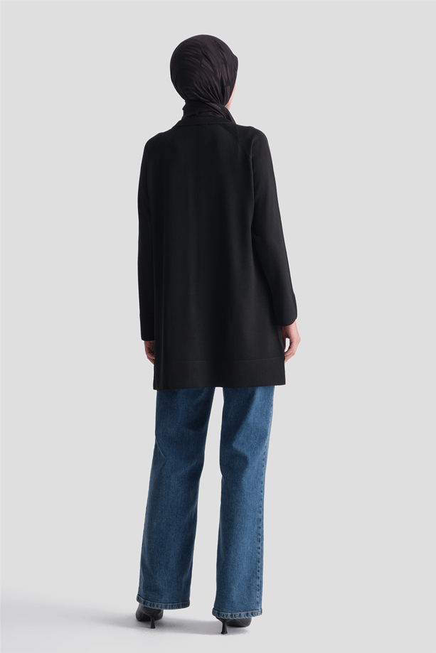 Zebra Desenli Triko Tunik Siyah 