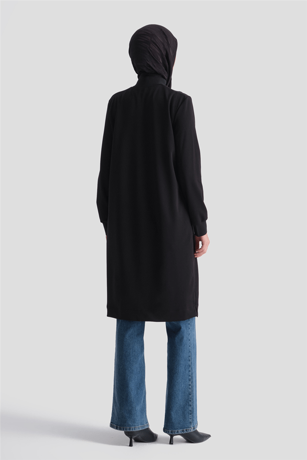 Fermuar Detaylı Basic Tunik Siyah 