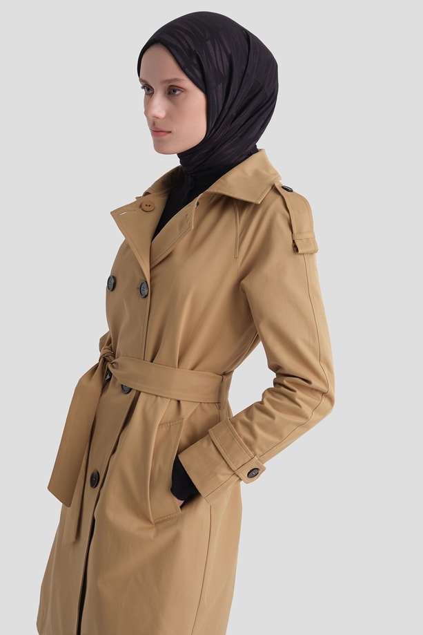 Basic Kısa Trençkot Camel