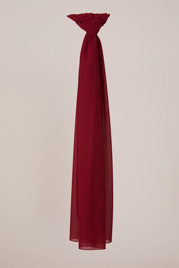 Belli Polyester Şal 00Oaat44 Bordo