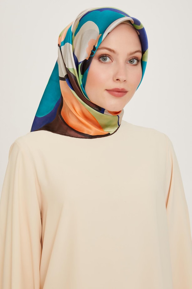 Armine Çiçek Desenli Twill Saf İpek Eşarp 9200D 83