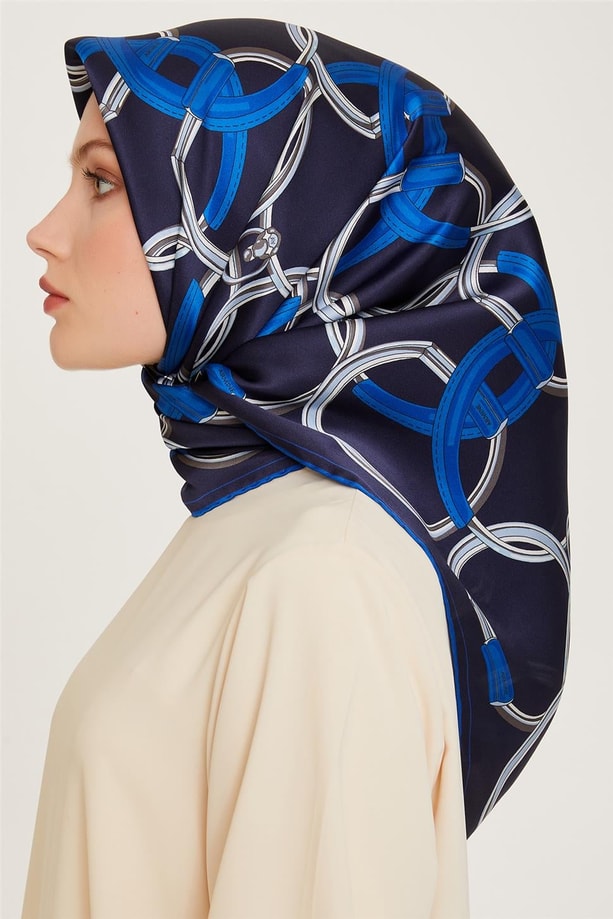 Armine Klasik Desenli Twill Saf İpek Eşarp 9203D 55