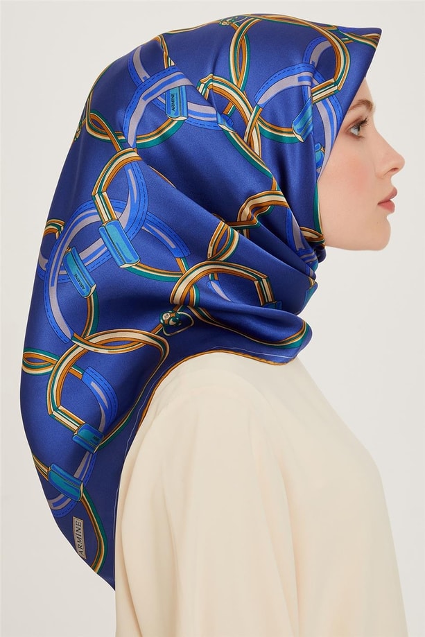 Armine Klasik Desenli Twill Saf İpek Eşarp 9203D 87