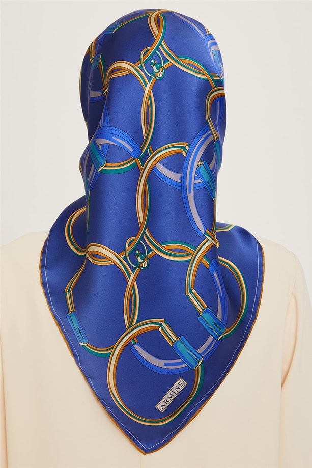 Armine Klasik Desenli Twill Saf İpek Eşarp 9203D 87