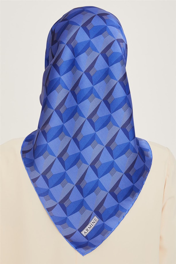 Armine Klasik Desenli Twill Saf İpek Eşarp 9204D 05