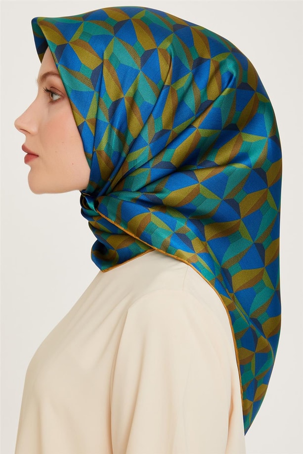 Armine Klasik Desenli Twill Saf İpek Eşarp 9204D 33