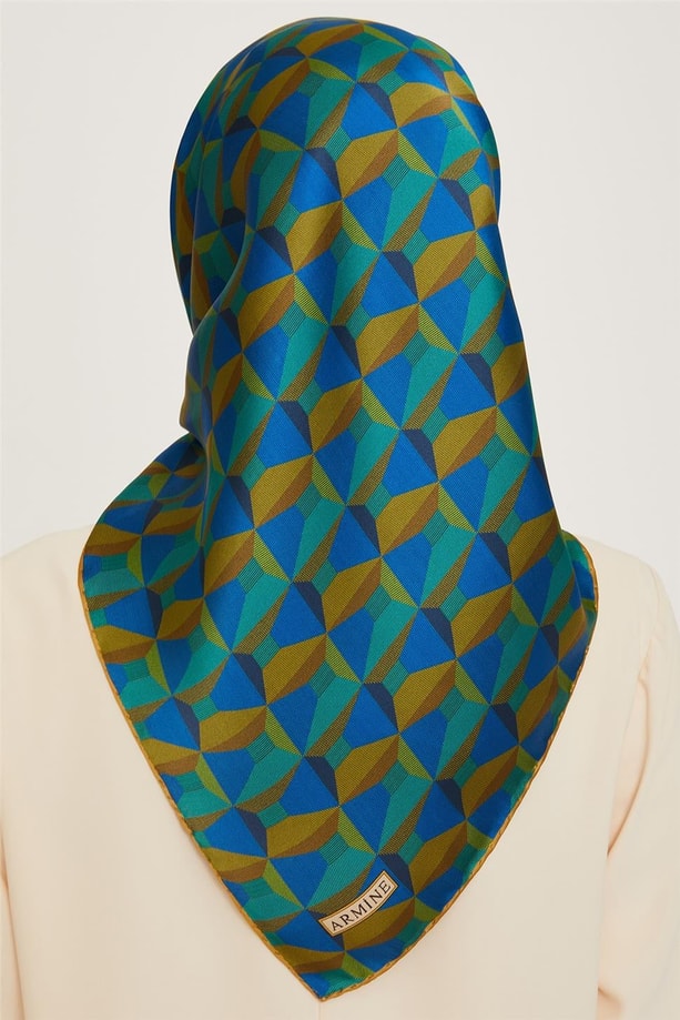 Armine Klasik Desenli Twill Saf İpek Eşarp 9204D 33