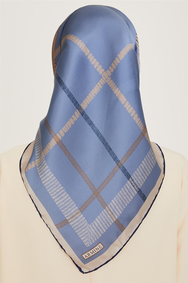 Armine Geometrik Desenli Twill Saf İpek Eşarp 9206D 06