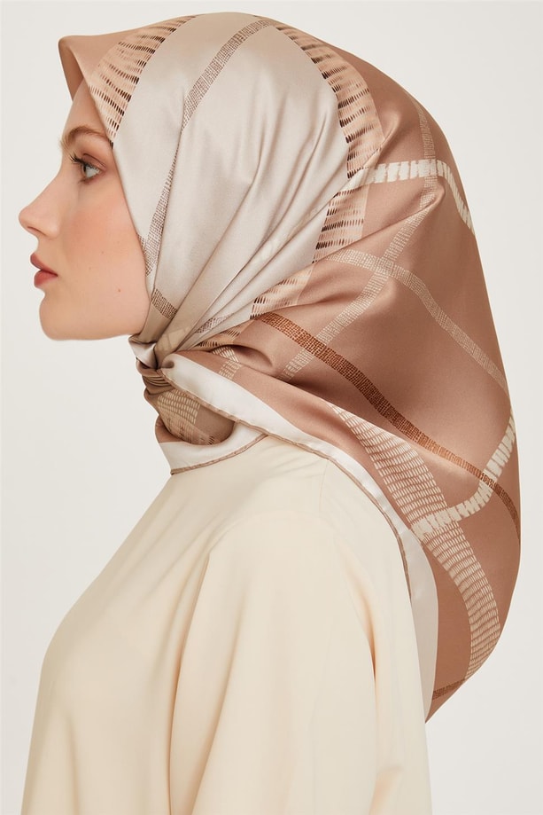 Armine Geometrik Desenli Twill Saf İpek Eşarp 9206D 85