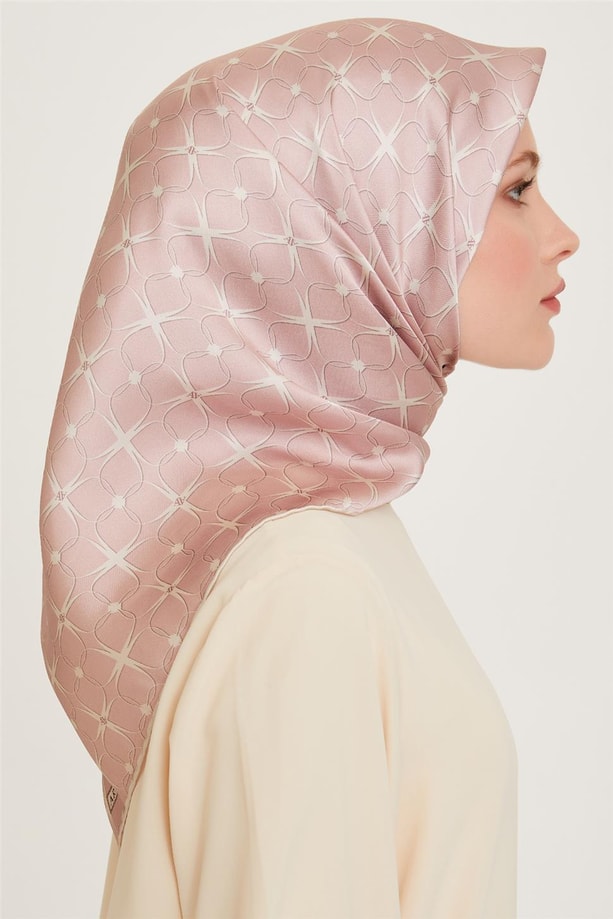 Armine Monogram Desenli Twill Saf İpek Eşarp 9207D 03