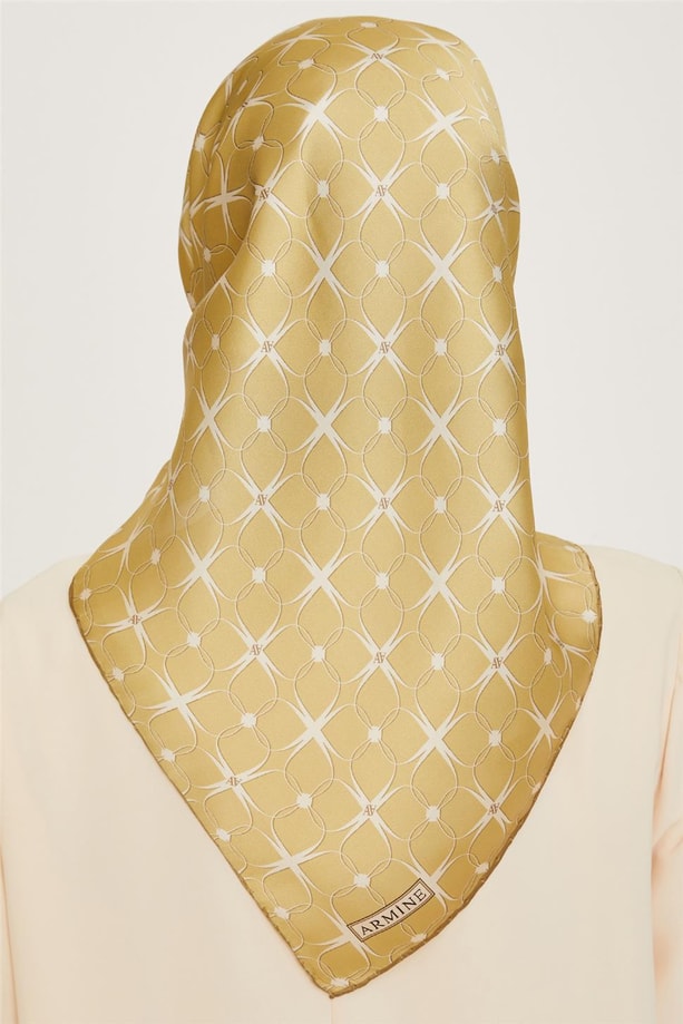 Armine Monogram Desenli Twill Saf İpek Eşarp 9207D 35