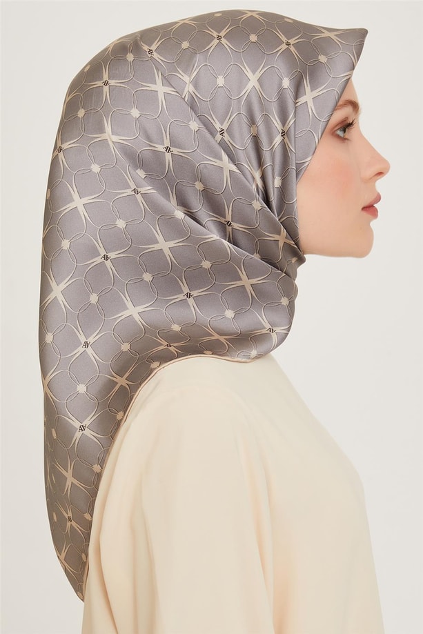 Armine Monogram Desenli Twill Saf İpek Eşarp 9207D 50