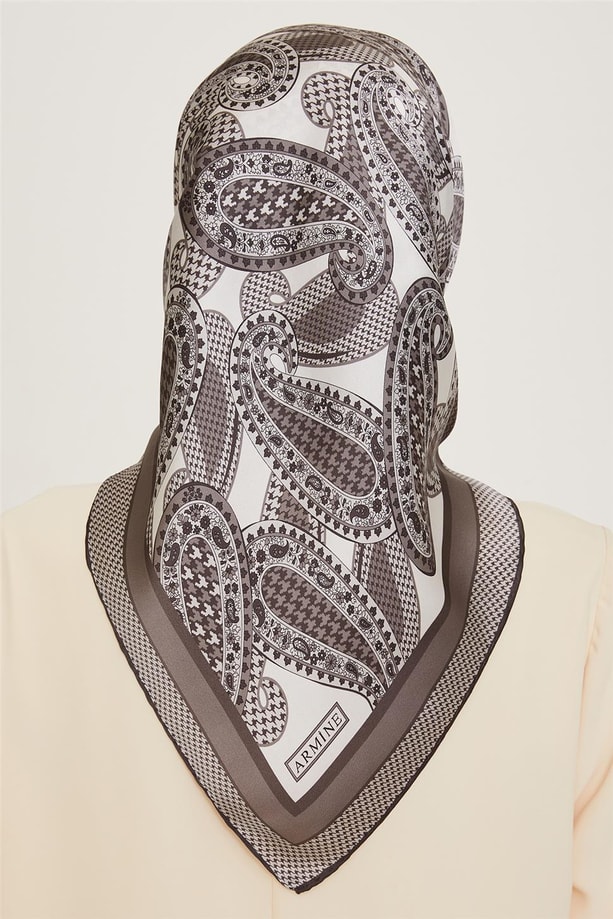 Armine Etnik Desenli Twill Saf İpek Eşarp 9208D 10
