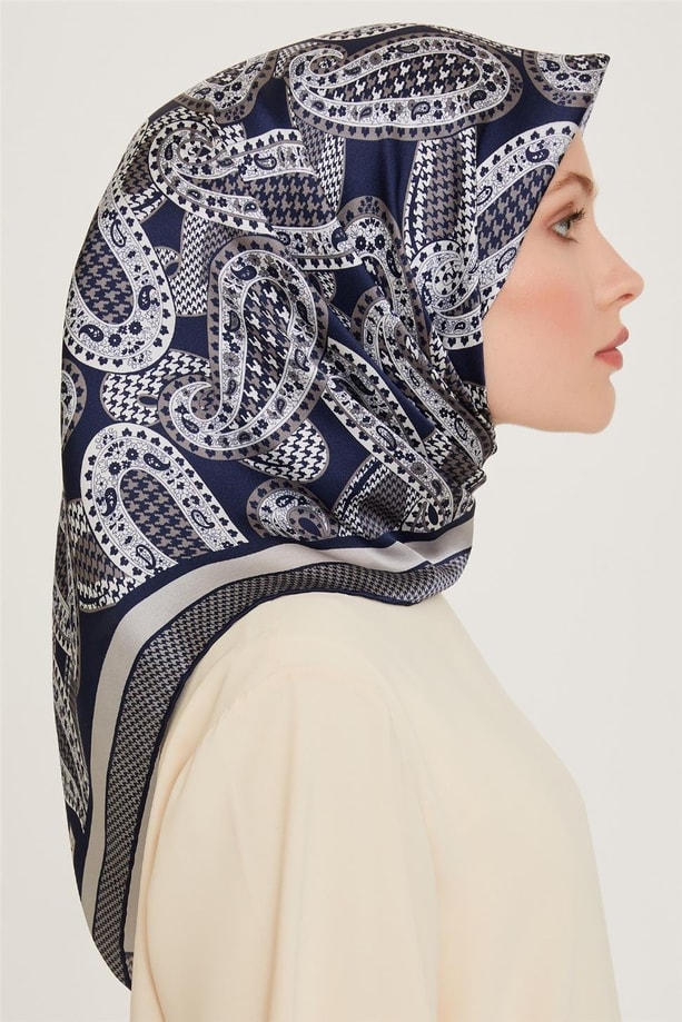 Armine Etnik Desenli Twill Saf İpek Eşarp 9208D 83