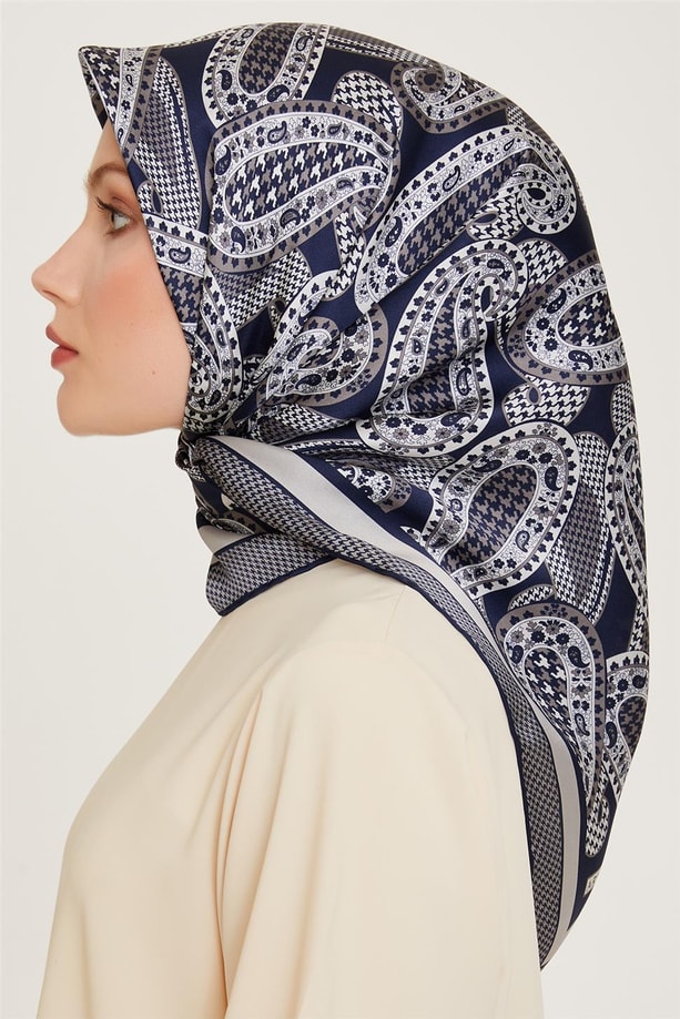 Armine Etnik Desenli Twill Saf İpek Eşarp 9208D 83