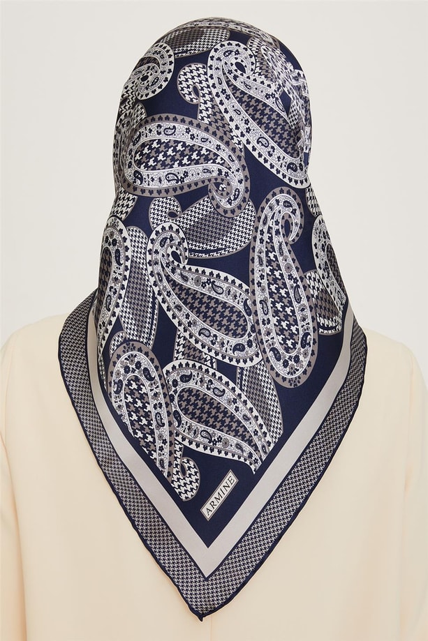 Armine Etnik Desenli Twill Saf İpek Eşarp 9208D 83