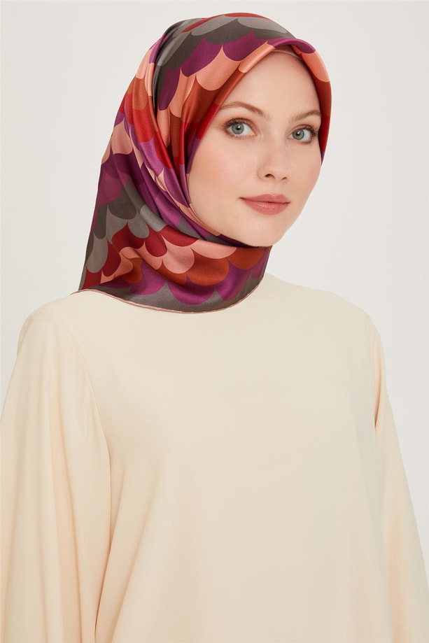 Armine Geometrik Desenli Twill Saf İpek Eşarp 9212D 81 01