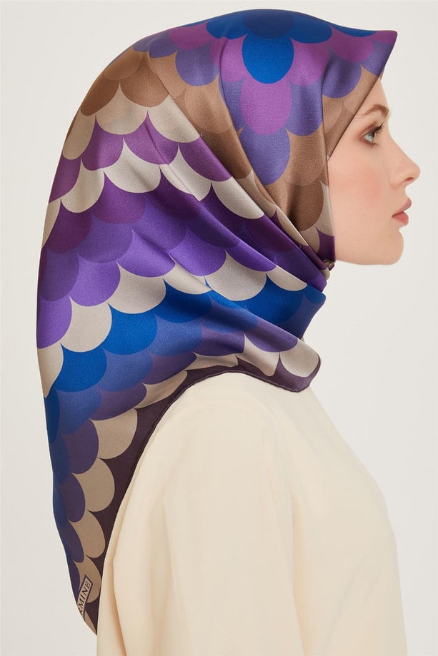 Armine Geometrik Desenli Twill Saf İpek Eşarp 9212D 81 06