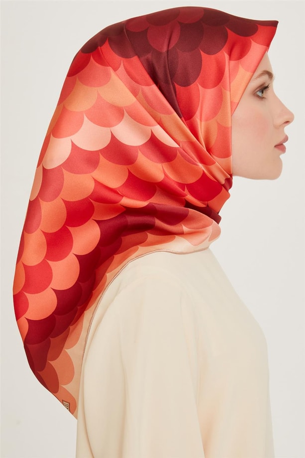 Armine Geometrik Desenli Twill Saf İpek Eşarp 9212D 81 32