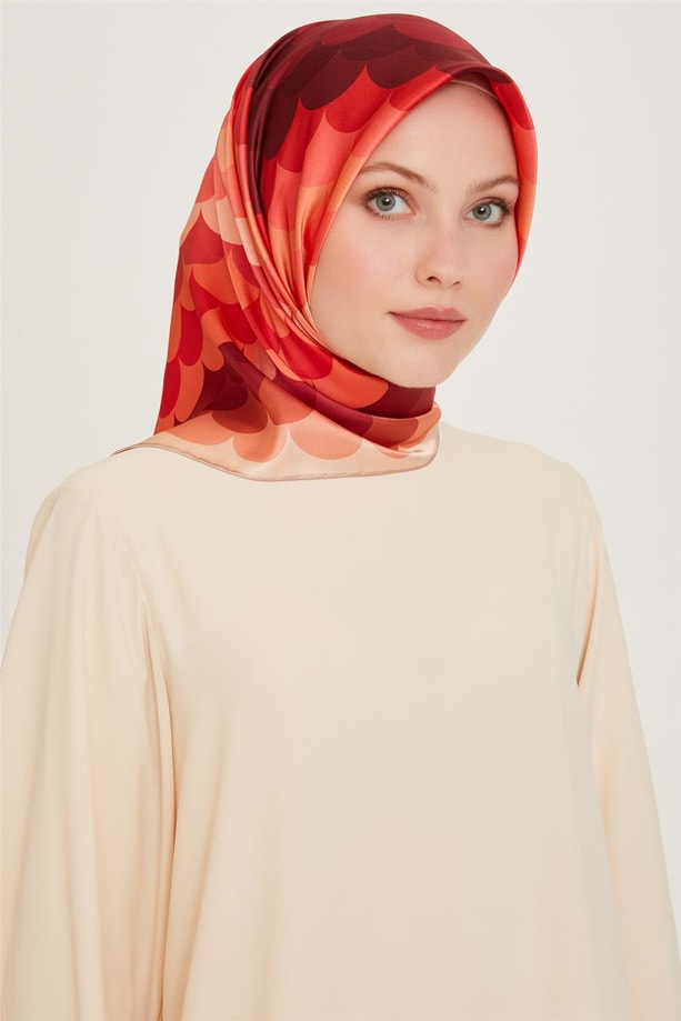 Armine Geometrik Desenli Twill Saf İpek Eşarp 9212D 81 32