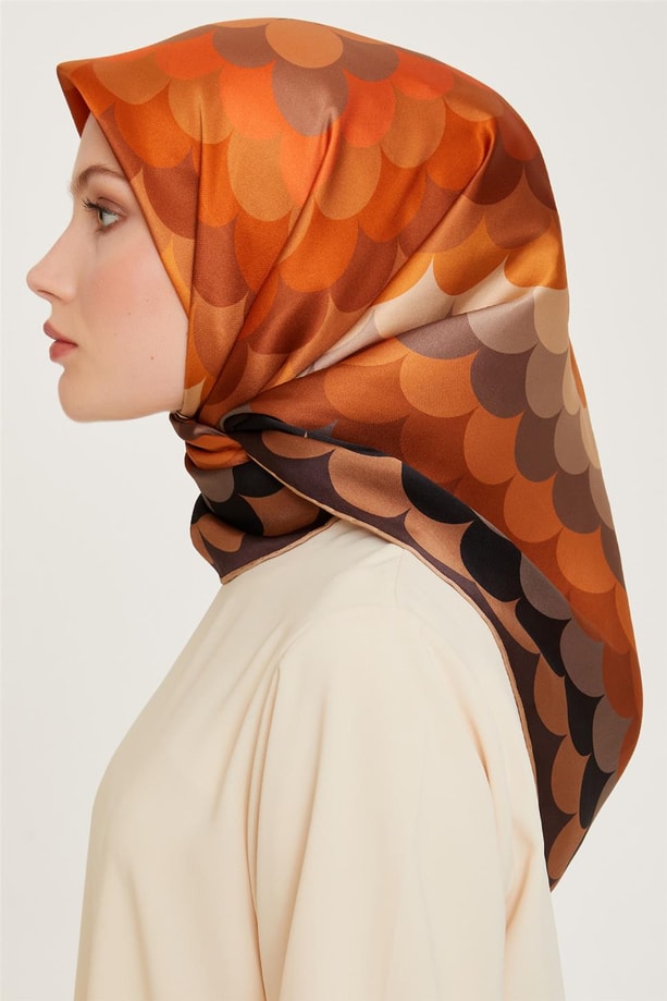 Armine Geometrik Desenli Twill Saf İpek Eşarp 9212D 81 33