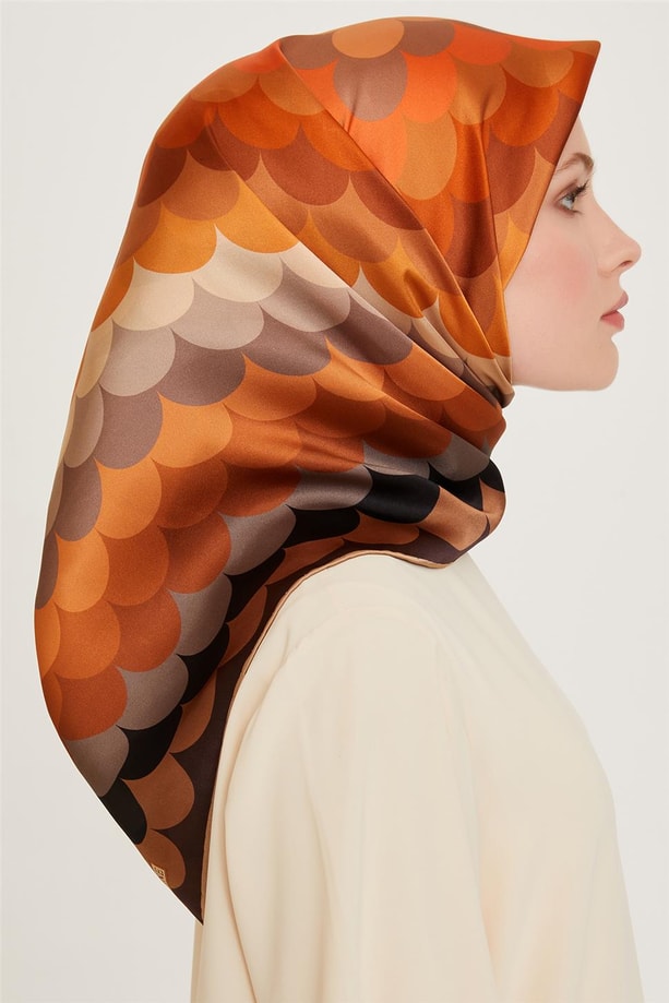 Armine Geometrik Desenli Twill Saf İpek Eşarp 9212D 81 33