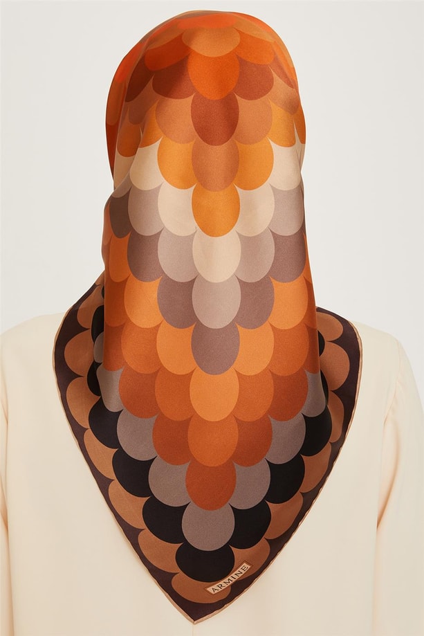 Armine Geometrik Desenli Twill Saf İpek Eşarp 9212D 81 33