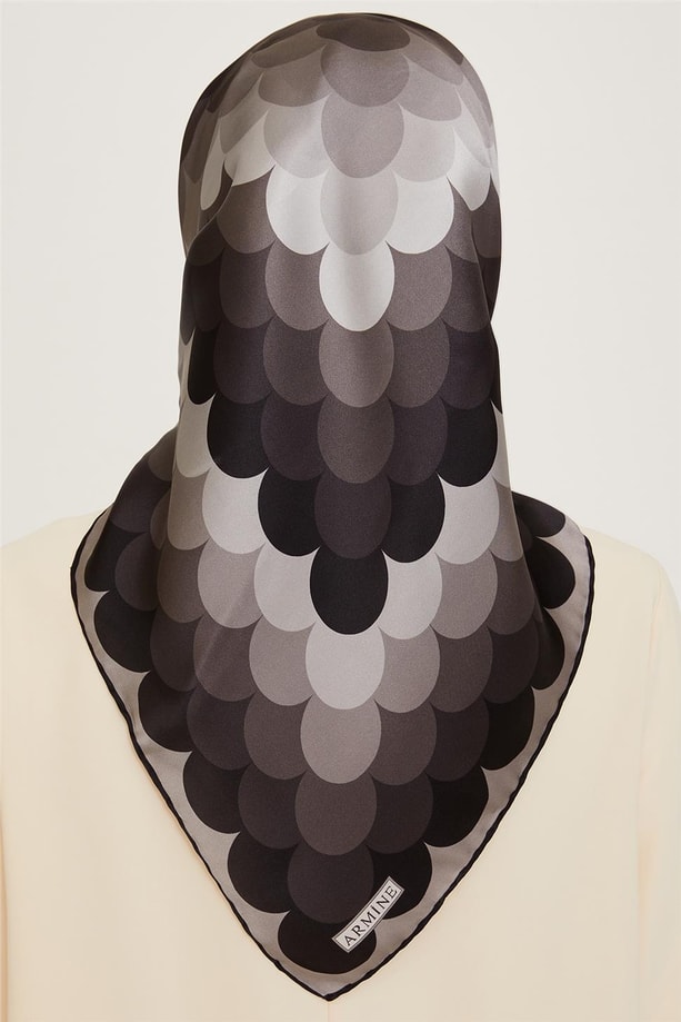 Armine Geometrik Desenli Twill Saf İpek Eşarp 9212D 81 81