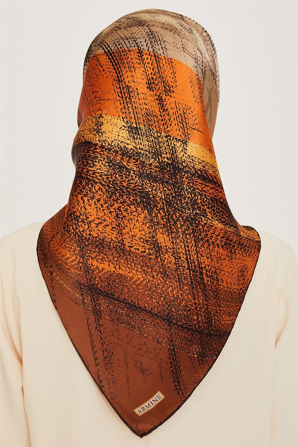 Armine Soyut Desenli Twill Saf İpek Eşarp 9236D 31