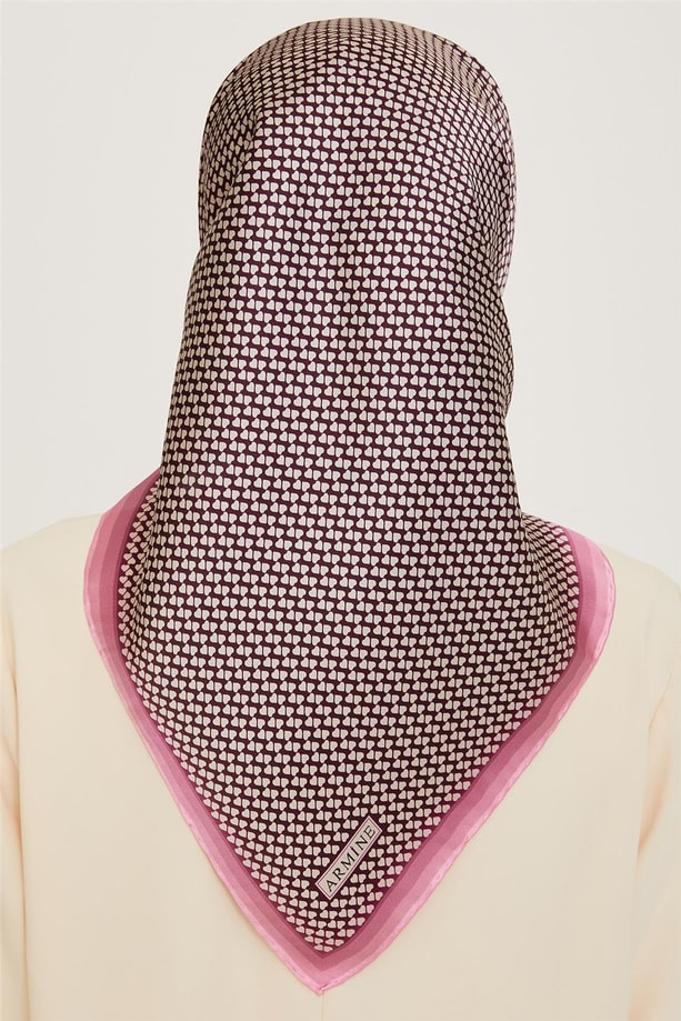 Armine Klasik Desenli Twill Saf İpek Eşarp 9243D 04 07