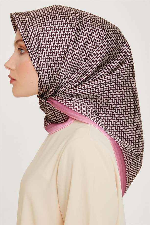 Armine Klasik Desenli Twill Saf İpek Eşarp 9243D 04 07