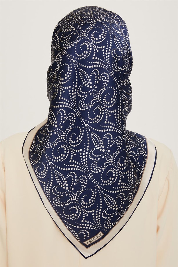 Armine Klasik Desenli Twill Saf İpek Eşarp 9246D 07