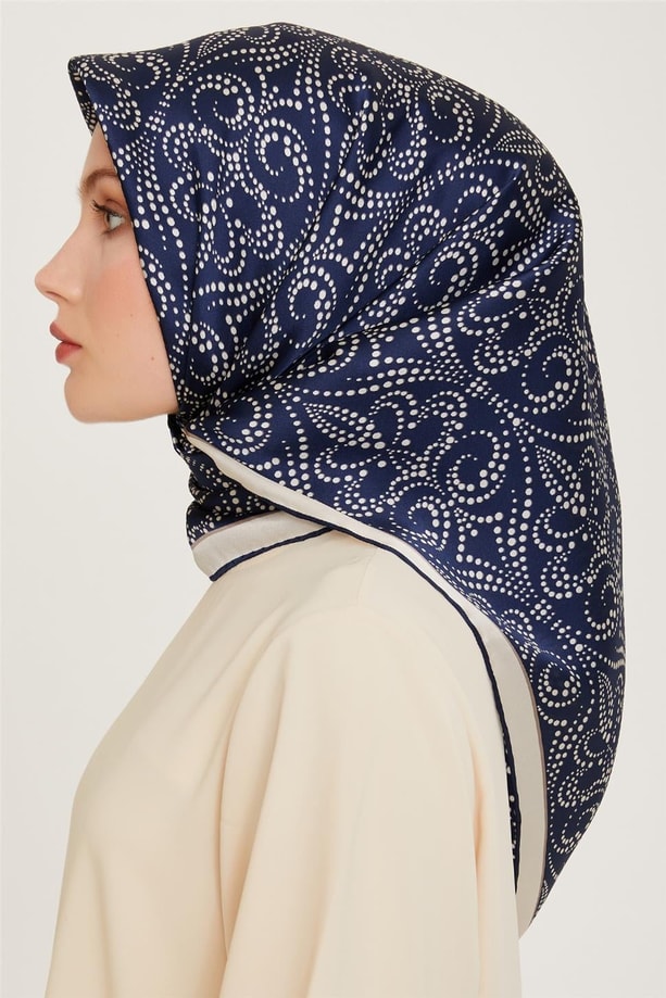 Armine Klasik Desenli Twill Saf İpek Eşarp 9246D 07