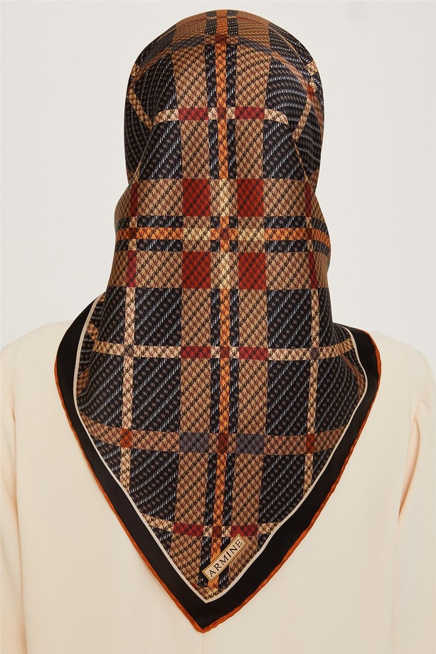 Armine Geometrik Desenli Twill Saf İpek Eşarp 9247D 36