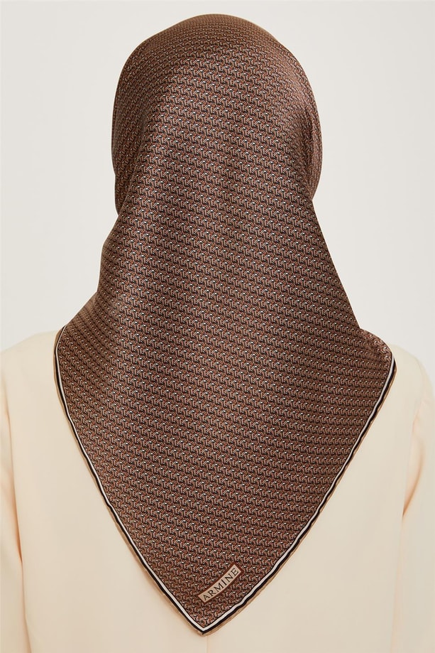 Armine Klasik Desenli Twill Saf İpek Eşarp 9250D 80