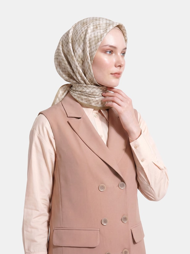 Armine Soyut Desenli Sura Saf İpek Eşarp 9259D 86
