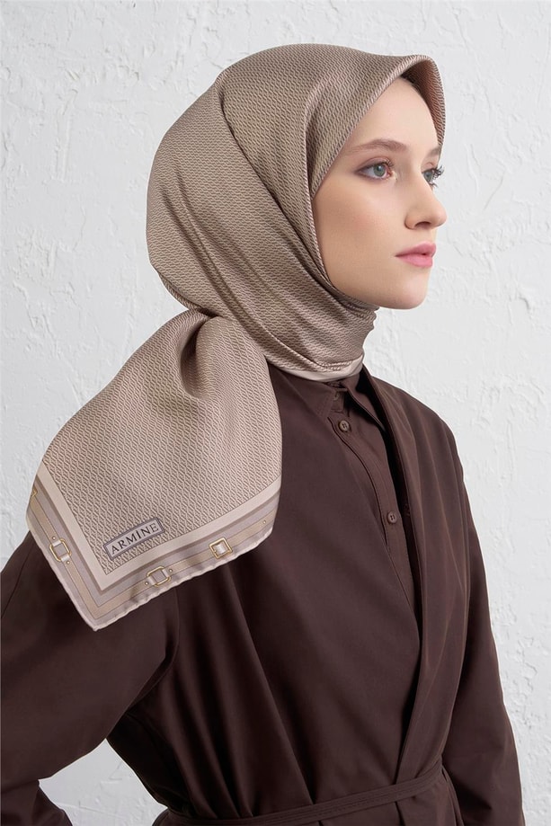 Armine Monogram Desenli Saf İpek Twill Eşarp 9401D 05