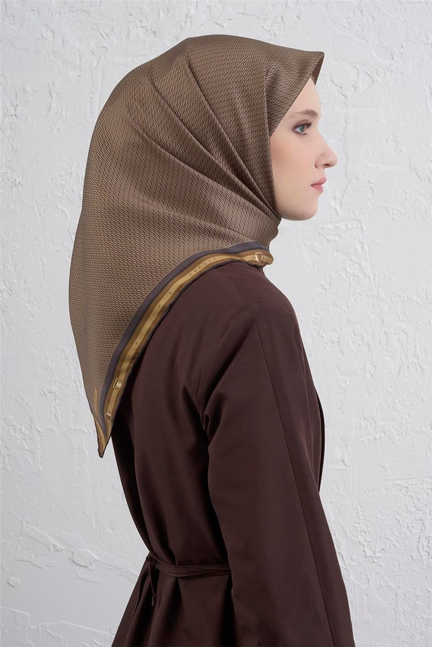 Armine Monogram Desenli Saf İpek Twill Eşarp 9401D 08
