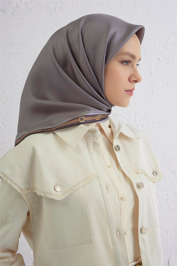 Armine Monogram Desenli Saf İpek Twill Eşarp 9401D 36